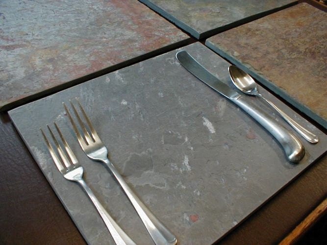 Natural Stone PLACEMATS Set of 4 Assorted Slate Place Mats Etsy