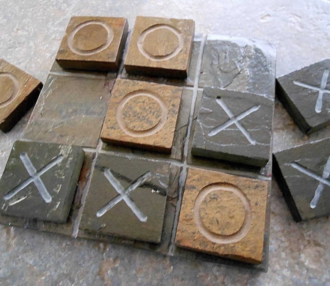 TIC TAC TOE Juego al aire libre Piedra de pizarra natural | Etsy