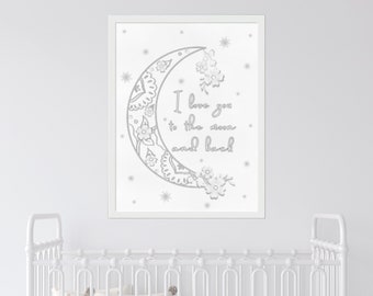 I Love You to the Moon and Back Baby Nursery Wall Art