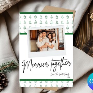 編集可能な写真付きクリスマス カード、サイズ 5x7、Canva テンプレート、印刷可能、即時ダウンロード