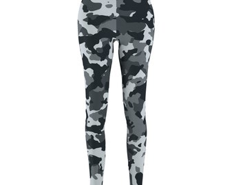 GRAY CAMO Women's Cut & Sew Casual Leggings (AOP)