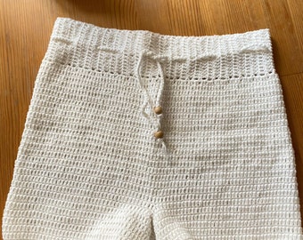 Hand Crochet High Waist Shorts, 100% Cotton