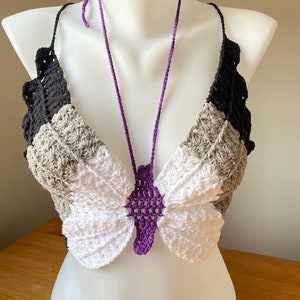 Asexual Pride Crochet Butterfly Top, 100% cotton