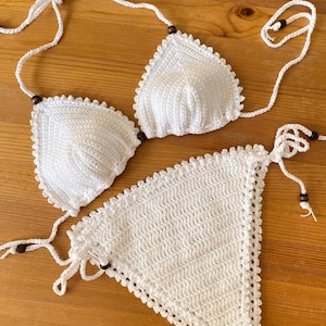 Gehäkelte Bikini Set, 100% Baumwolle, verschiedene Farboptionen