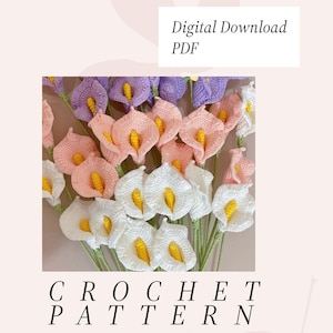 Calla Lilien Blumen Häkeln Muster, Häkelblumenstrauß Muster, Häkelblumen Muster, Hochzeitsblume