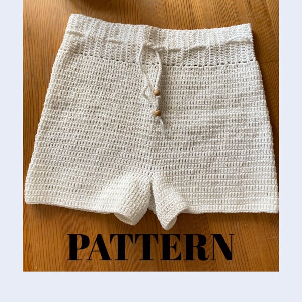 Crochet High Waisted Shorts Pattern, PDF (4 Pages) XS to 2XL