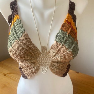 Multi Color Crochet Butterfly Top, 100% Cotton
