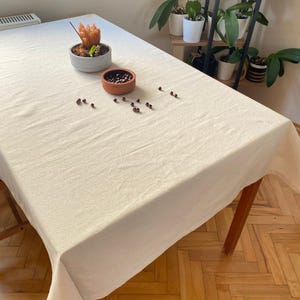 100% Natural Linen Tablecloth. Eco-Friendly, Rustic Farmhouse Table Cover for Dining Room Decor