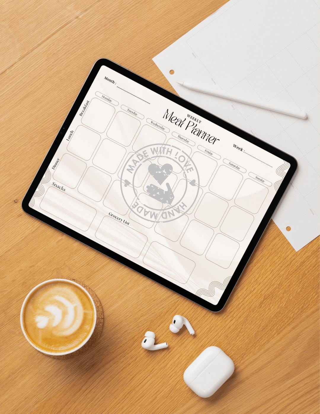Daily Meal Planner Template | Digital Food Tracker & Grocery List ...