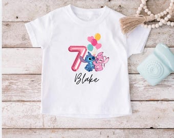 Stitch birthday t-shirt - Girls birthday t-shirt - stitch t-shirt - age t-shirt -Personalised birthday tshirt