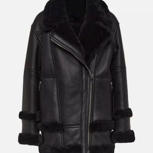 Women&#39;s Vintage Aviator Jacket| Luxury Sheepskin Shearling Leather Jacket| B3 Bomber RAF Leather Jacket| Black Winter Leather Fur Jacket