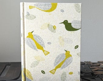Large Unlined Fabric Covered Journal - Birds