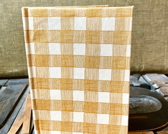 Small Lined Fabric Covered Journal - Mustard Yellow Checked