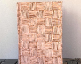 Large Unlined Fabric Covered Journal - Orange Basketweave