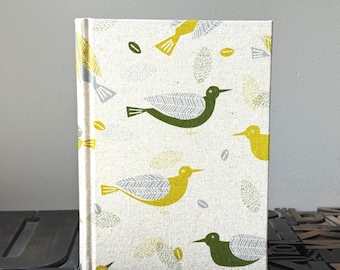 Large Lined Fabric Covered Journal - Birds