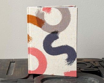 Small Lined Fabric Covered Journal - Abstract Brushstrokes