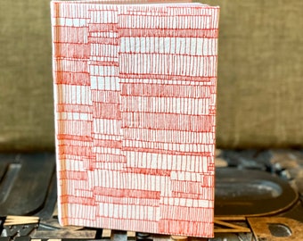 Large Lined Fabric Covered Journal - Orange Abstract Lines Pattern