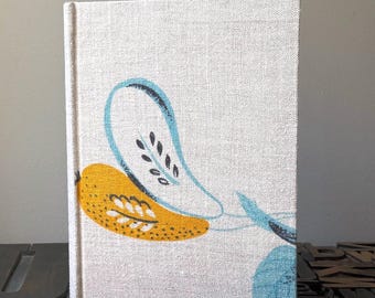 Recipe Journal Made from a Vintage Mid-Century Modern Fruit Themed Tablecloth