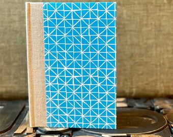 Journal - Large Lined - Blue and White Geometric Design