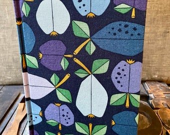 Large Lined Fabric Covered Journal - Apple Orchard Themed Fabric