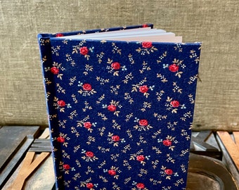 Small Lined Calico Fabric Covered Journal