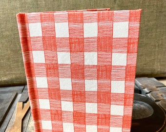 Small Lined Fabric Covered Journal - Orange  Checked