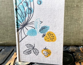 Recipe Journal Made from a Vintage Mid-Century Modern Fruit Themed Tablecloth