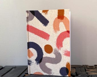 Large Unlined Fabric Covered Journal - Abstract Brushstrokes