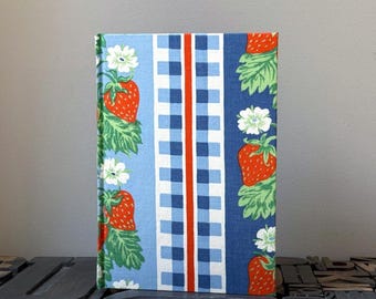 Recipe Journal Made from a Vintage Strawberry Themed Tablecloth