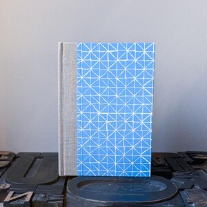 Large Lined Journal - Blue and White Geometric Design