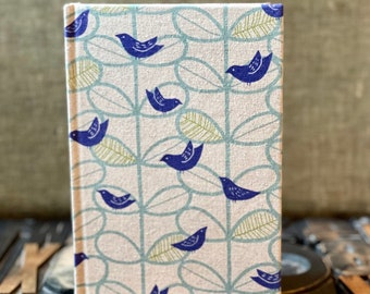 Large Unlined Fabric Covered Journal - Birds