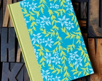 Journal - Small Blank with Teal and Lime Green Floral Pattern