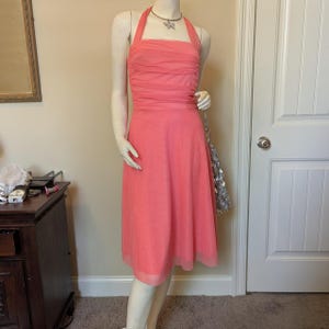 Y2K XOXO sherbet pink glitter ruched halter cup cake dress