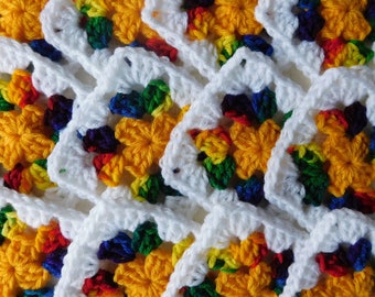 Granny Squares Primary Colors White Trimmed