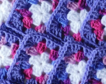 Granny Squares White Pink Purple