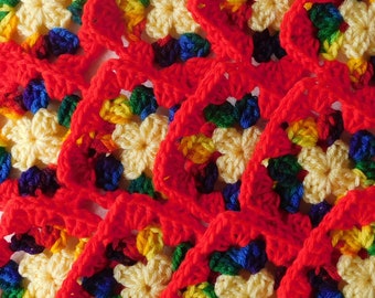 Granny Squares Primary Colors Red Trimmed