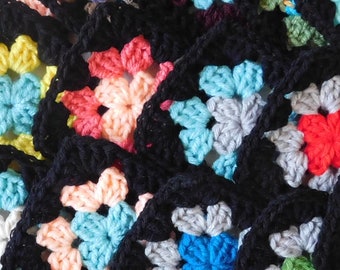 Granny Squares Multicolored Black Trimmed