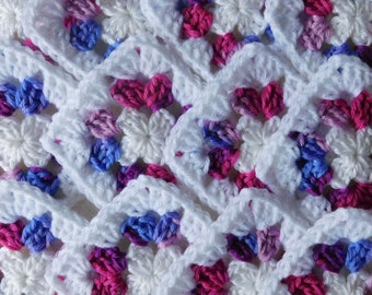 Granny Squares White Purple Pink White Trimmed