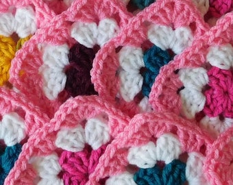 Granny Squares Brights Pink Trimmed