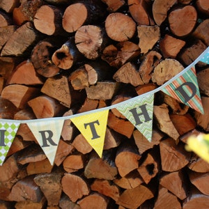 Party Bunting, Happy Birthday Banner Flags. Gender Neutral Garland Decoration. Blue & Yellow. Reversible. Ready to Ship, Similar To Shown image 4