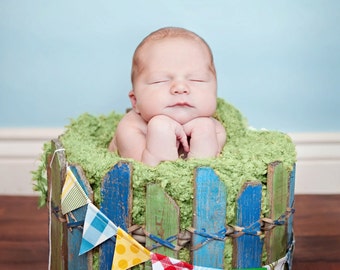 Mini Flags for BOYS, Birthday Decoration, Photo Prop. A Strand of 12 Tiny Bunting Flags, Garland to Hang, Decorate a Cake and Cake Stand...