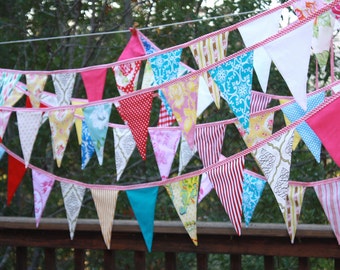 Bridal Bunting, Custom 80' of Fabric Wedding Flag Banner Decorations in Your Chosen Colors.  TWO X 40 Foot Bunting