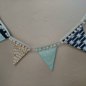 Medium Flag Arizona Fabric Bunting Flag Banner, Garland Bunting. 6 Flags in Mint, Apricot, Designer Fabric, Wedding, Birthday, Shower Decor image 4