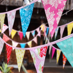 Wedding Bunting, Long Flag Pennant Banner, Event Decor, Photo Prop, 40 feet, Cotton Fabrics in a Mix of Designer's Choice Prints. Birthday. image 5