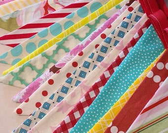 Super Long Carnival Bunting, Wedding, Party Flags, Birthday Decoration, Photo Prop. LARGE Sized Flags in Cotton Fabrics.