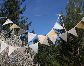 On Sale Downton Abbey Theme Fabric Bunting Banner, All White Or Mixed White, Cream, Beige Party Flags Prop Decoration, Bunting, Photo Prop.