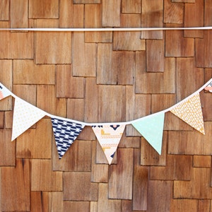 Medium Flag Arizona Fabric Bunting Flag Banner, Garland Bunting. 6 Flags in Mint, Apricot, Designer Fabric, Wedding, Birthday, Shower Decor image 5