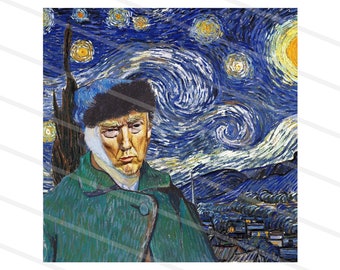 Starry Night Trump JPG, Trump Been Shot Png, Trump Assassination Png, Van gogh Png, Trump President 2024, Funny Donald Trump Png