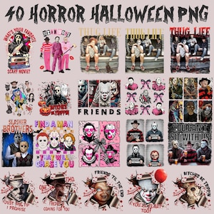Halloween Characters Png Bundle, Halloween Friends Png, Retro Horror Png Bundle, Scary Movie Bundle, Horror Png, Horror Halloween Png