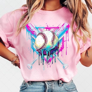 50+ Design Baseball Eis Tropfen PNG Bündel, Baseball Sport Team Digitale Datei Baseball Eis Sprinkle Sublimation Digitaler Download Bild 2